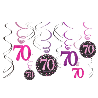 Load image into Gallery viewer, Amscan spiraal hanger happy birthday 70 jaar 61 cm set van 12 | 48 stuks

