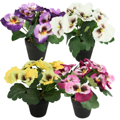 Load image into Gallery viewer, Kunstplant in pot viool 21 cm 4 assorti | 12 stuks
