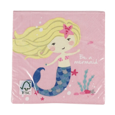 Load image into Gallery viewer, Amscan servetten be a mermaid 25 x 25 cm 3-laags roze 20 stuks | 24 stuks
