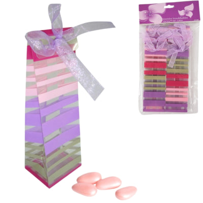 Load image into Gallery viewer, Geschenktas gestreept paars 15 cm 6 stuks | 24 stuks
