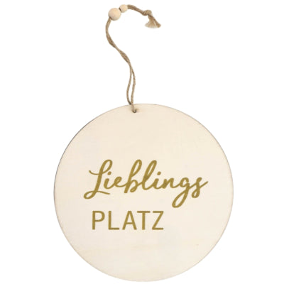 Hangdecoratie lieblings platz hout 20 cm 2 assorti | 48 stuks