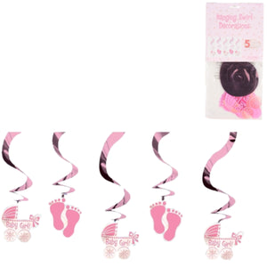 Amscan spiraal hanger baby girl folie 61 cm set van 5 | 24 stuks