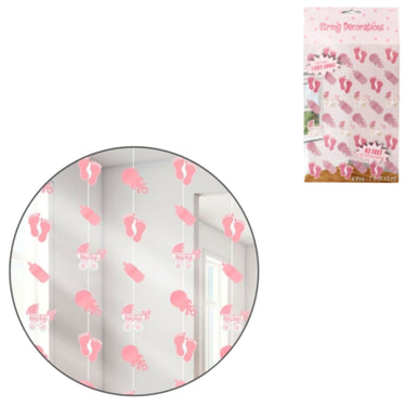 Amscan hangdecoratie baby girl folie roze 213 cm | 24 stuks