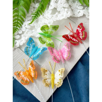 Load image into Gallery viewer, Decoratie vlinder op draad 6 cm set van 4 | 50 stuks
