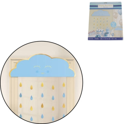 Laden Sie das Bild in Galerie -Viewer, Amscan deurgordijn babyshower blauw goudkleurig 193 cm | 12 stuks

