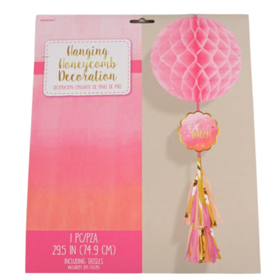 Laden Sie das Bild in Galerie -Viewer, Amscan honeycomb oh baby! roze 75 cm | 12 stuks
