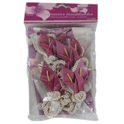 ギャラリービューアに画像をロードする, Servetring touw met bloemdecoratie roze 4 stuks | 24 stuks
