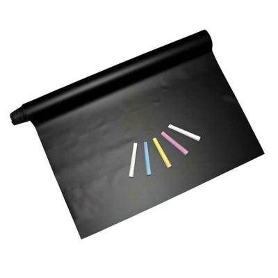 Schoolbordfolie met krijt zwart 200 cm | 12 stuks