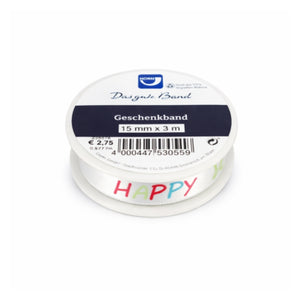 Horn cadeaulint happy birthday satijn 3 m | 36 stuks