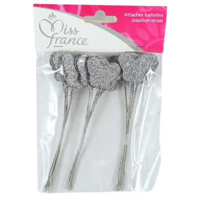 Load image into Gallery viewer, Miss france ballonbinders vlinder met glitter zilverkleurig 13 cm 36 stuks | 24 stuks
