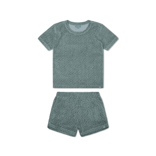 Leopard | groen jongens set strand - terry