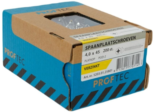 Laden Sie das Bild in Galerie -Viewer, Proftec spaanplaatschroef vz pk pz2 4.0x45 | 200 stuks - 5203.01.25801
