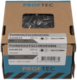Proftec tuinhoutschroef rvs-410 lk +snijpunt torx tx20 4.0x40 24 | 200 stuks - 5207.31.25601
