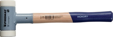 Promat tecwerk kunststofhamer | lengte 380 mm | kop d. 45 mm | hickory | terugslagvrij | hard | nylon | wit - 4000811617