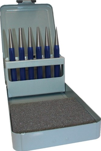 Promat tecwerk set doorslagen | 6 delig 1-2-3-4-5 + centerpunt d. 4 mm | metalen cassette - 4000812362