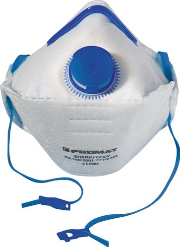 Promat tecwerk stofmasker | shark ffp2 v | en 149:2001 + a1:2009 ffp2 nrd | met uitademventiel, opvouwbaar | 12 st. kt - 4000370612