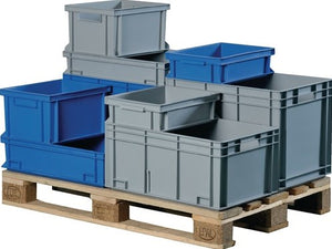 Promat tecwerk transportstapelbak | l400xb300xh120mm | grijs pp schelpgreep | zijwanden gesloten - 9000447800