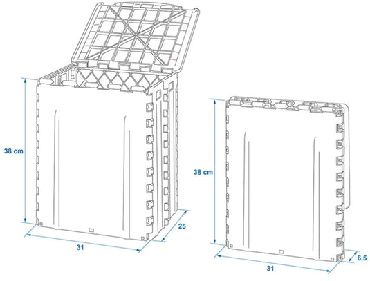 Proplus Afvalbak opvouwbaar 35 liter 25 x 31 x 38 cm grijs zwart