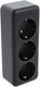 Q-link contactdoos | opbouw | 3-voudig | met randaarde | langwerpig | zwart - 00.945.55