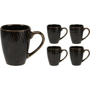 Excellent houseware beker aardewerk 370ml zwart doos a 8 stuks