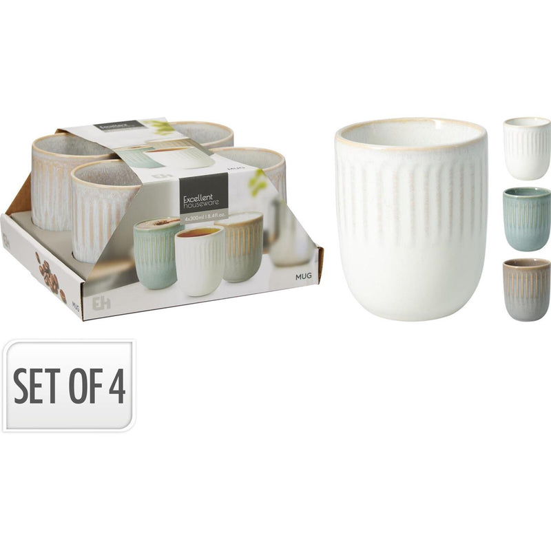 Laden Sie das Bild in Galerie -Viewer, Excellent houseware beker aardewerk 300ml set a 4 stuks
