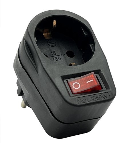 Cargue la imagen en el visor de la galería, Enzo randaarde stekkeradapter met schakelaar zwart - 6140891
