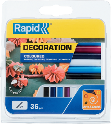 Rapid lijmpatronen gekleurd | classic | 7 mm x 94 mm | 36 stuks | blister - 5001363