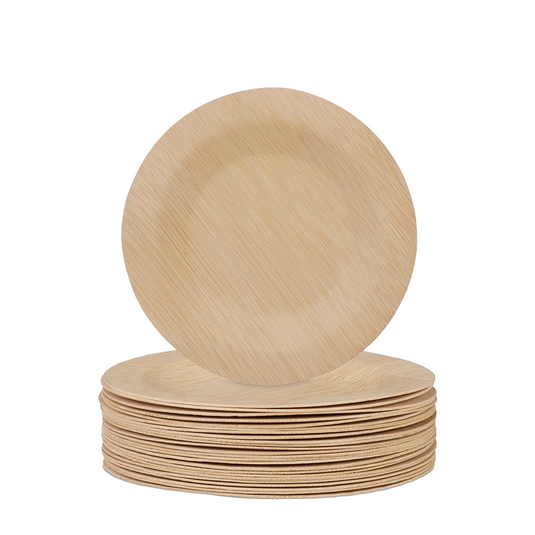Pic relaxdays wegwerpborden bamboe rond ø18cm 25 stuks