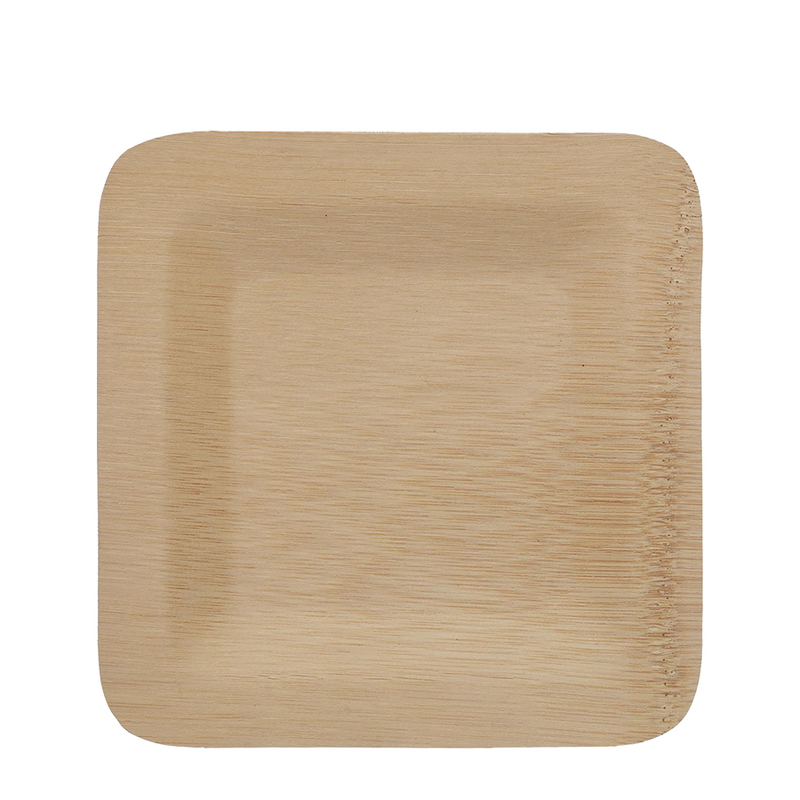 Load image into Gallery viewer, Pic relaxdays wegwerpborden bamboe vierkant 18x18cm 25 stuks

