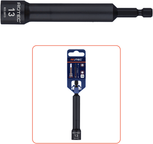 Rotec dopsleutel extra diep | e6,3 | bitopname | sw 17x110 75 - 822.0017