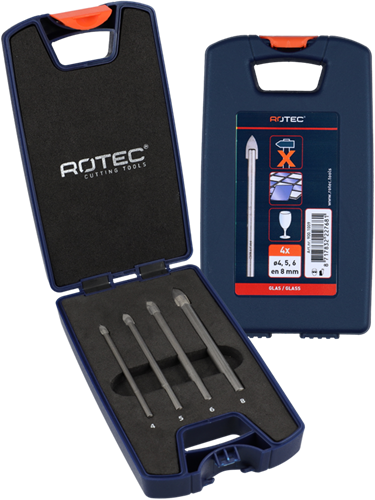 Rotec glasboren set | 229 | 4-delig | ø4-8 - 900.1009