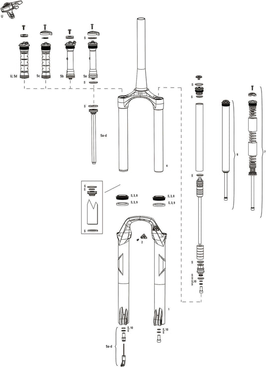 Rockshox verende voorvork recon silver rl susp.fork rs recon sil.rl 1,5 to 1 1 8 black
