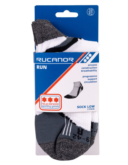 Load image into Gallery viewer, Rucanor Hardloopsokken kort 2-pack wit grijs maat 43-46

