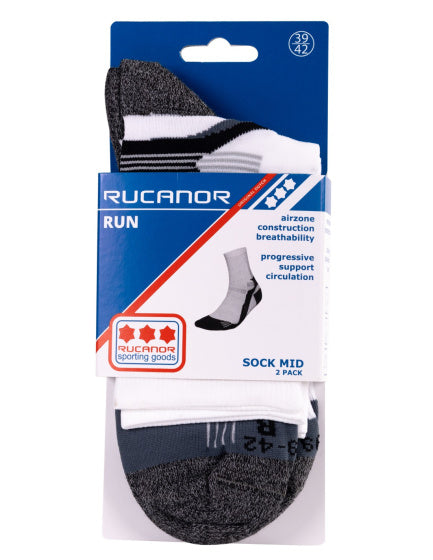 Load image into Gallery viewer, Rucanor Hardloopsokken lang 2-pack wit grijs maat 39-42
