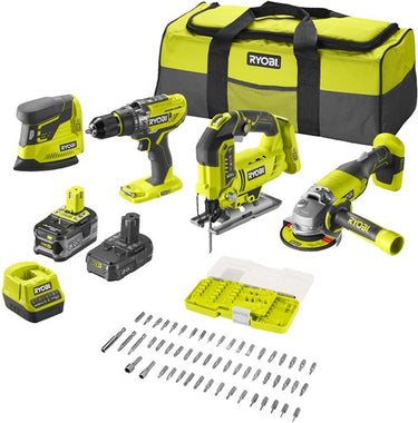 Ryobi r18ck4f-252s | one+ 18v accu 4-delig combo kit | incl. 1x5.0ah + 1x2.0 ah accu en lader - 5133004771