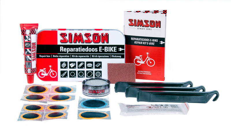 Load image into Gallery viewer, reparatiedoos E-bike aluminium rood wit 14-delig
