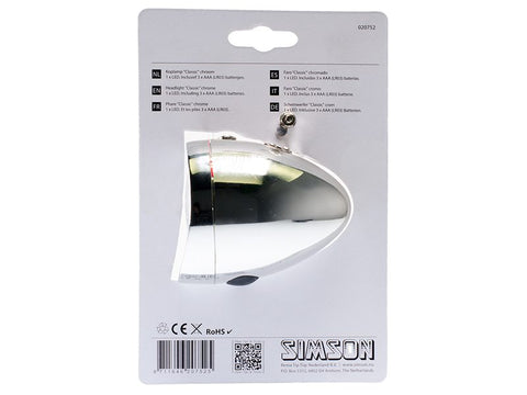 Simson koplamp Classic batterij chroom