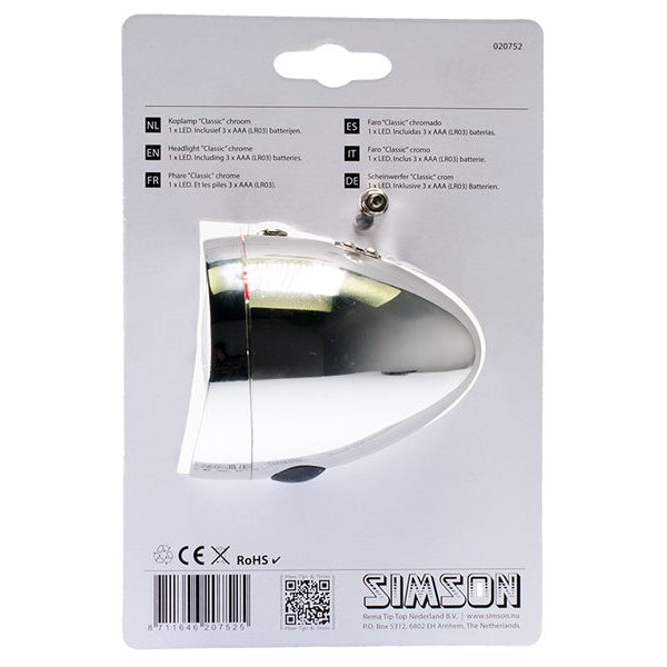 Simson koplamp Classic batterij chroom