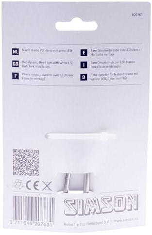 Load image into Gallery viewer, Simson voorvorkkoplamp LED zwart naafdynamo op kaart
