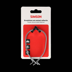 Simson broekklemmen rvs metaal met reflectie