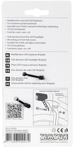 Simson koplamp Brightly auto aan uit dynamo 70 lux