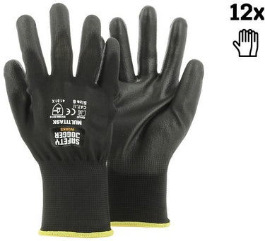 Safety jogger veiligheidshandschoenen met maximale beweeglijkheid | 12 stuks | zwart | maat 6 - sw0700006