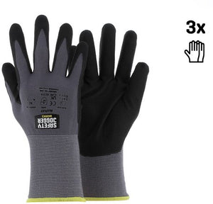 Safety jogger handschoenen allflex 4131x | grijs zwart | 3 paar - maat 9 - 00.118.100.09
