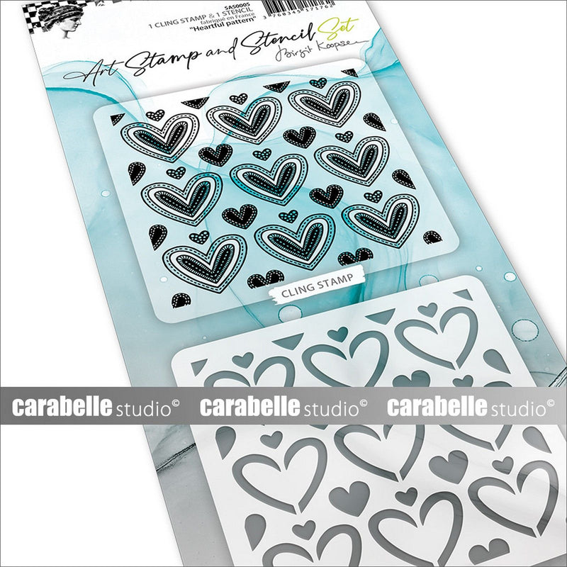 Load image into Gallery viewer, Carabelle studio • art stamp stencil set heartful pattern
