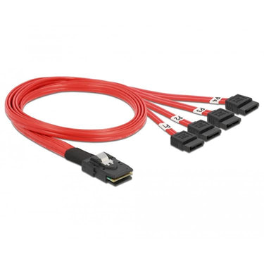 Delock mini sas 36-pin > 4x sata (sff 8087 > 4x sata) adapter (rood, 0,5 meter)
