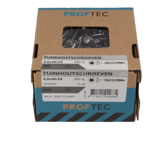 Proftec tuinhoutschroef rvs tx-20 4.0x50 30