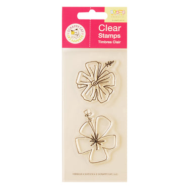 Merkloos scrappy cat • stamp set clear 2.5x5.5cm hibiscus