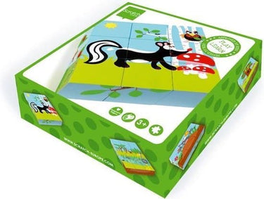 Dam scratch houten blokken puzzel bos met 9 blokken