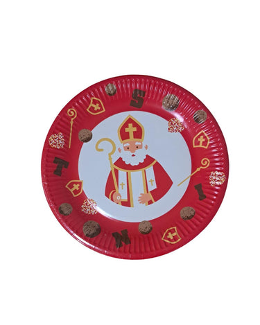 Sinterklaas borden karton rood ã˜23cm