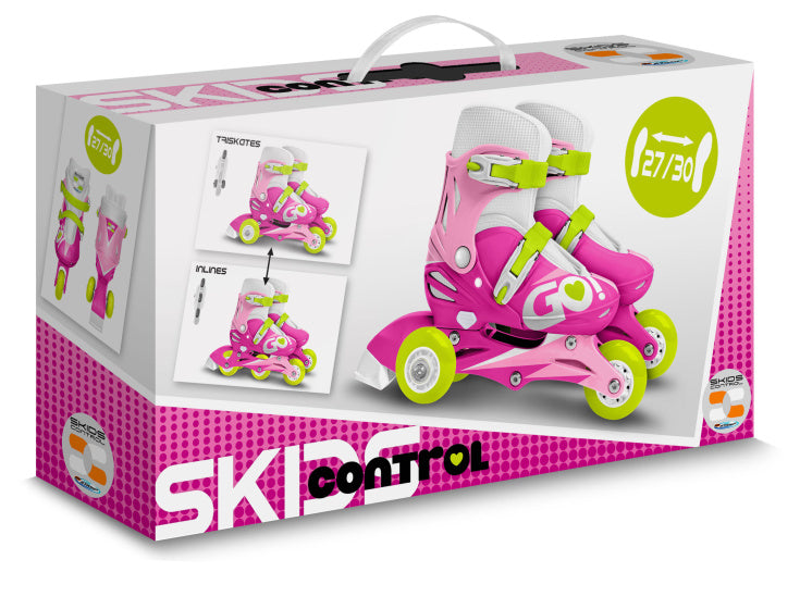 Load image into Gallery viewer, Skids control Inline Skates Verstelbaar Roze Wit maat 27-30
